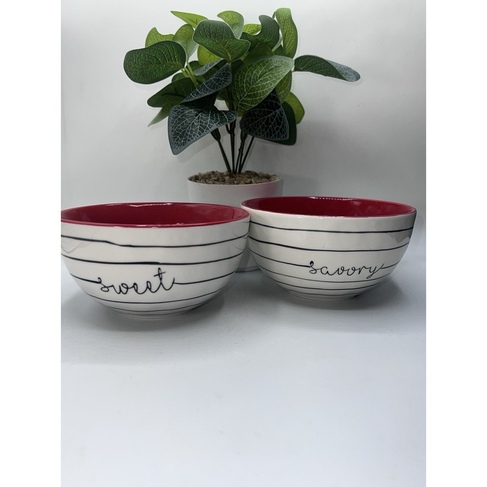 BLUE HARBOR 6"‎ Sweet & Savory Wiggle Circles Red Mixing/Serving Bowl - Set of 2